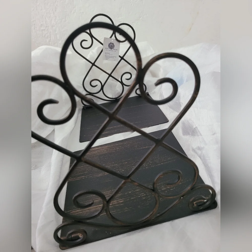 NUEN WELTEN VINTAGE Elegant Black Metal Bookends 1 PAIR
